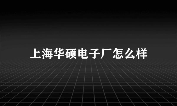 上海华硕电子厂怎么样