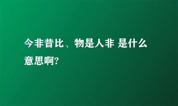 今非昔比、物是人非 是什么意思啊?
