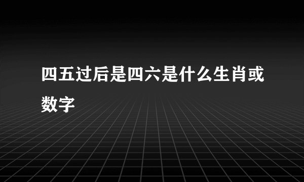 四五过后是四六是什么生肖或数字