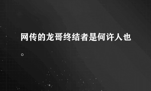 网传的龙哥终结者是何许人也。