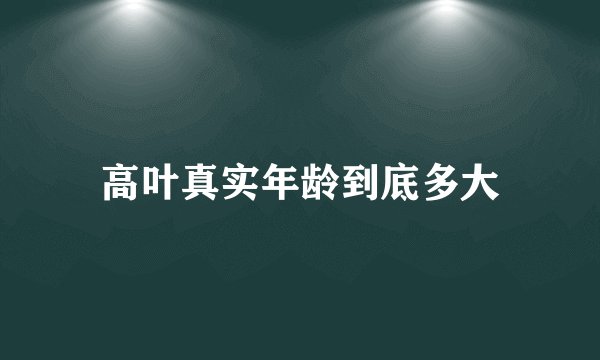高叶真实年龄到底多大