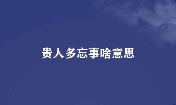 贵人多忘事啥意思
