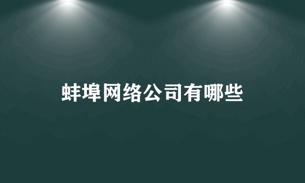 蚌埠网络公司有哪些
