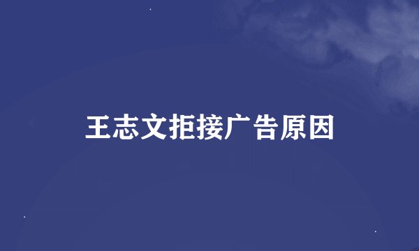 王志文拒接广告原因