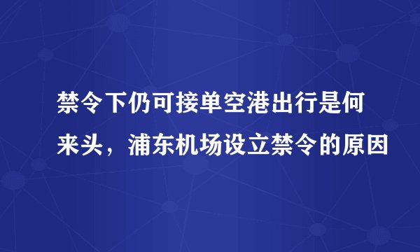 禁令下仍可接单空港出行是何来头，浦东机场设立禁令的原因