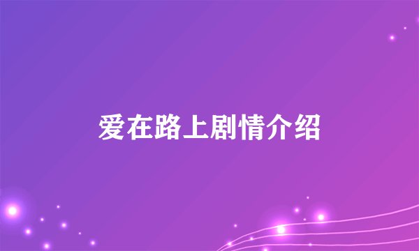 爱在路上剧情介绍