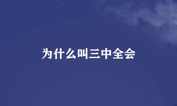 为什么叫三中全会