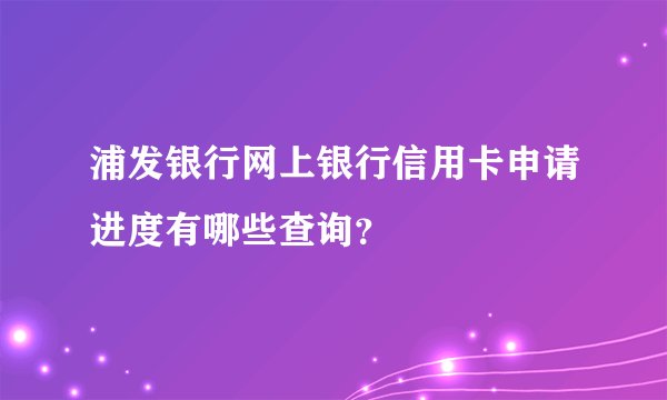 浦发银行网上银行信用卡申请进度有哪些查询？