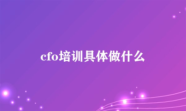 cfo培训具体做什么