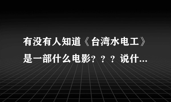 有没有人知道《台湾水电工》是一部什么电影？？？说什么的？？