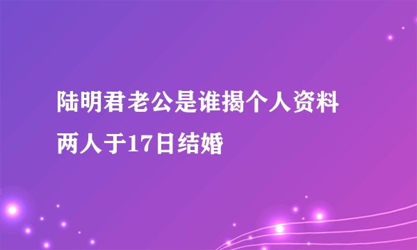 陆明君老公是谁揭个人资料 两人于17日结婚