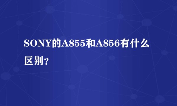 SONY的A855和A856有什么区别？