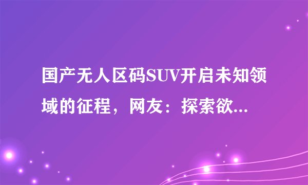 国产无人区码SUV开启未知领域的征程，网友：探索欲望强烈！