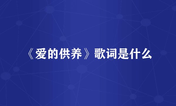 《爱的供养》歌词是什么