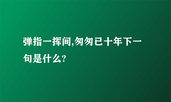 弹指一挥间,匆匆已十年下一句是什么?
