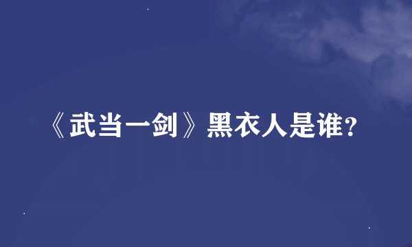 《武当一剑》黑衣人是谁？