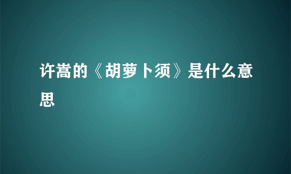 许嵩的《胡萝卜须》是什么意思