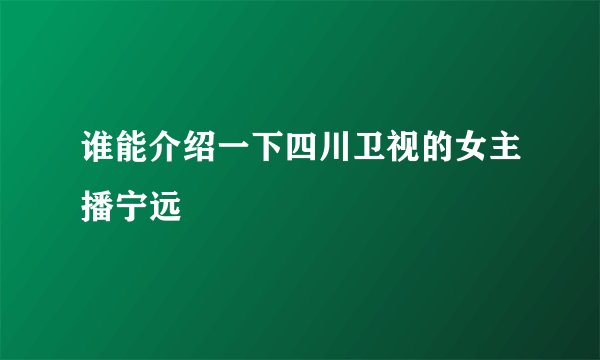 谁能介绍一下四川卫视的女主播宁远