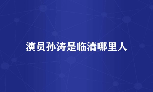 演员孙涛是临清哪里人
