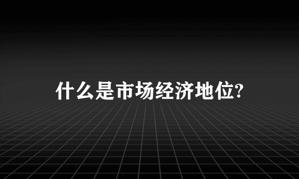 什么是市场经济地位?