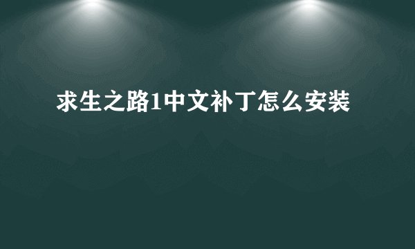 求生之路1中文补丁怎么安装