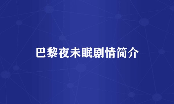 巴黎夜未眠剧情简介