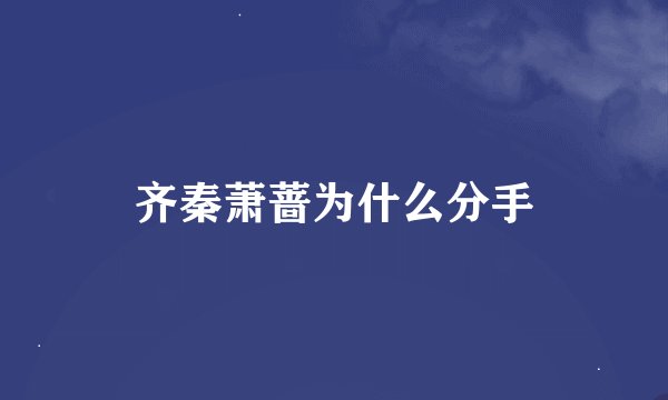 齐秦萧蔷为什么分手
