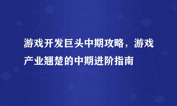 游戏开发巨头中期攻略，游戏产业翘楚的中期进阶指南
