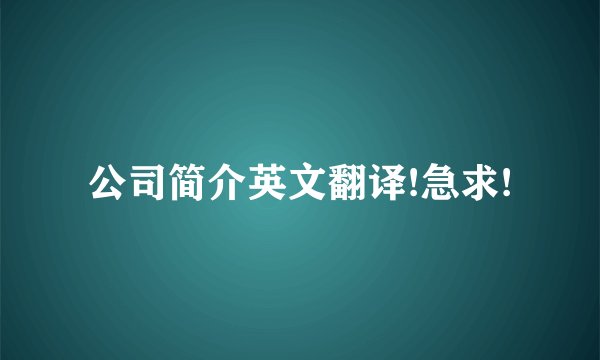 公司简介英文翻译!急求!