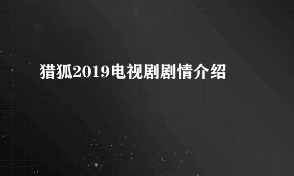 猎狐2019电视剧剧情介绍