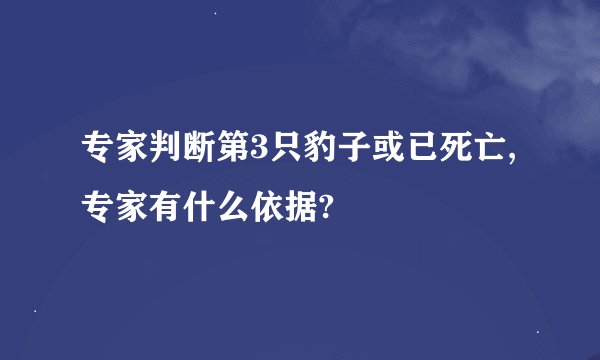 专家判断第3只豹子或已死亡,专家有什么依据?