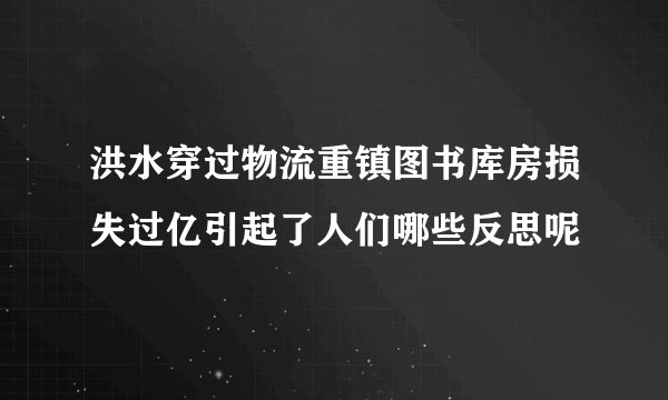 洪水穿过物流重镇图书库房损失过亿引起了人们哪些反思呢