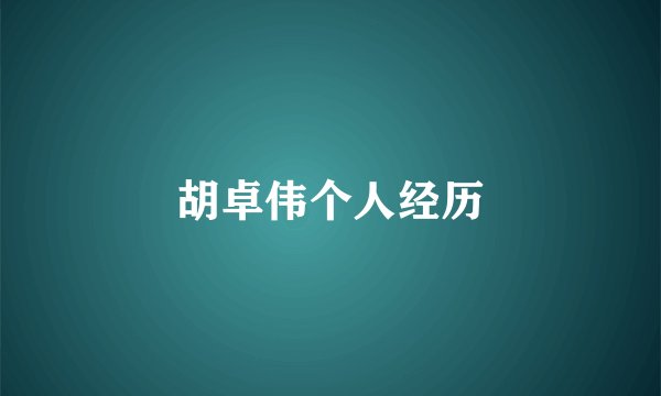 胡卓伟个人经历