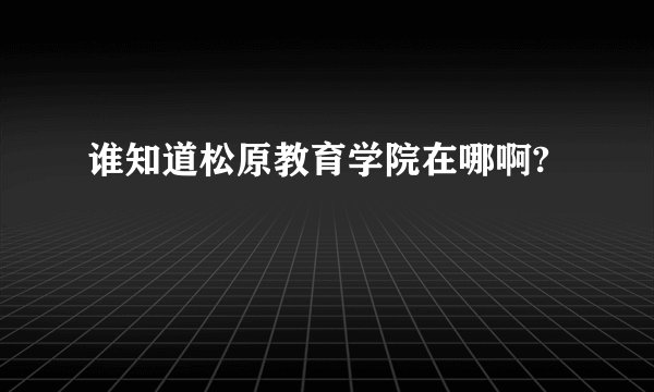 谁知道松原教育学院在哪啊?