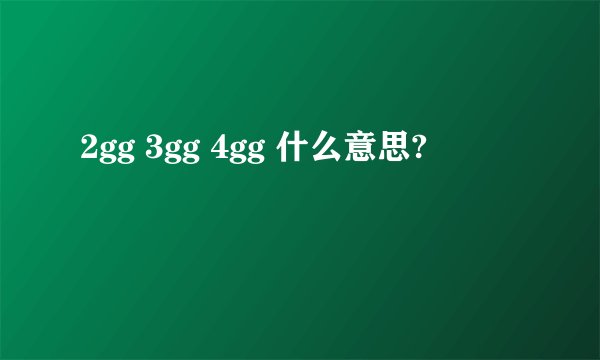 2gg 3gg 4gg 什么意思?