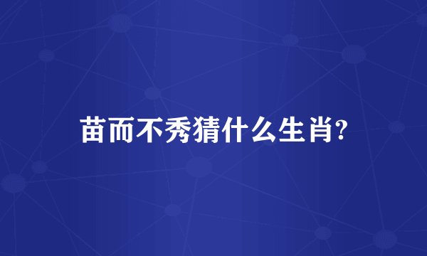 苗而不秀猜什么生肖?
