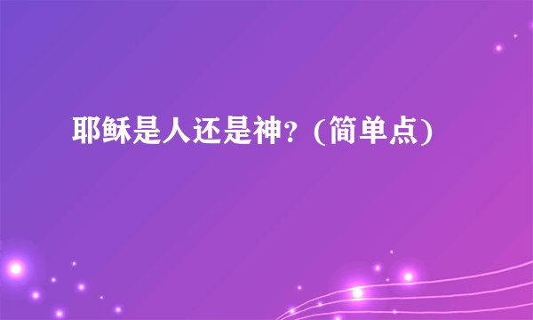 耶稣是人还是神？(简单点)