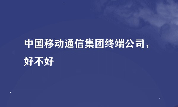 中国移动通信集团终端公司，好不好