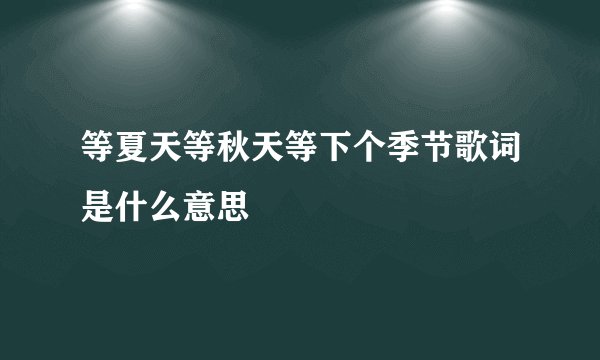 等夏天等秋天等下个季节歌词是什么意思