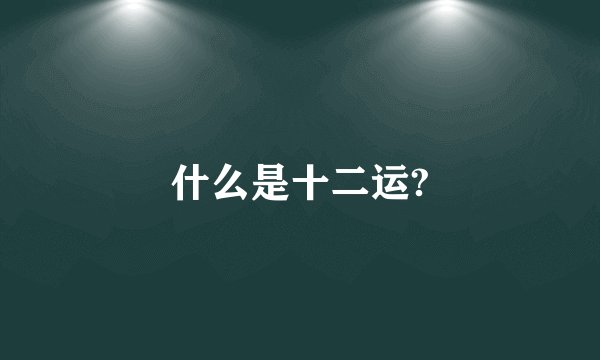 什么是十二运?