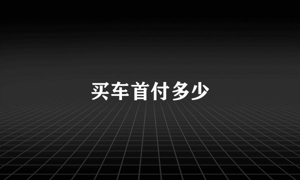 买车首付多少