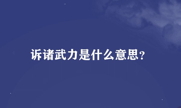 诉诸武力是什么意思？