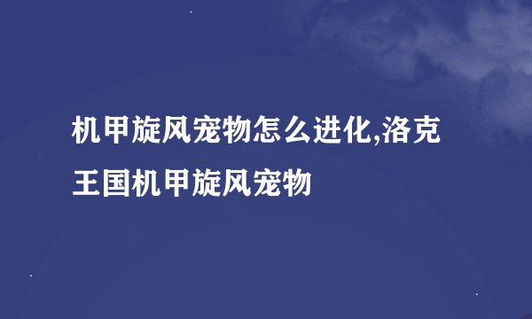 机甲旋风宠物怎么进化,洛克王国机甲旋风宠物