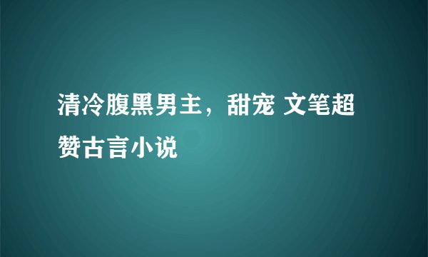 清冷腹黑男主，甜宠 文笔超赞古言小说