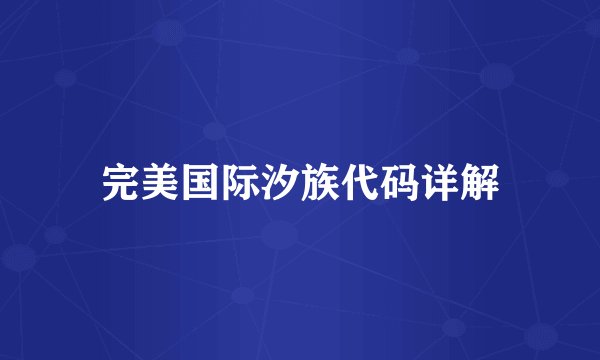 完美国际汐族代码详解