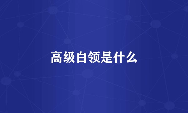 高级白领是什么