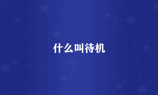 什么叫待机