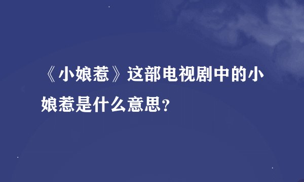 《小娘惹》这部电视剧中的小娘惹是什么意思？