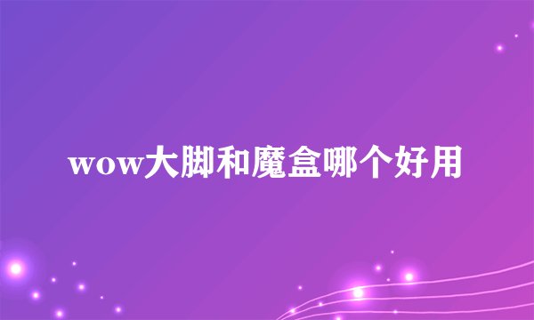 wow大脚和魔盒哪个好用