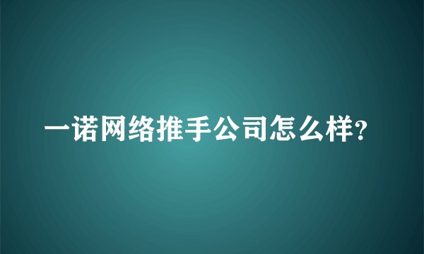 一诺网络推手公司怎么样？